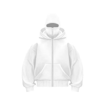 Men and Women Balaclava Y2K Gothic Harajuku Autumn and Winter New Item Double Hooded Sweatshirt Men'S Mask Zipper Sportswear