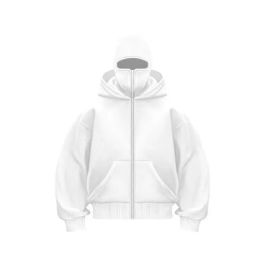 Men and Women Balaclava Y2K Gothic Harajuku Autumn and Winter New Item Double Hooded Sweatshirt Men'S Mask Zipper Sportswear