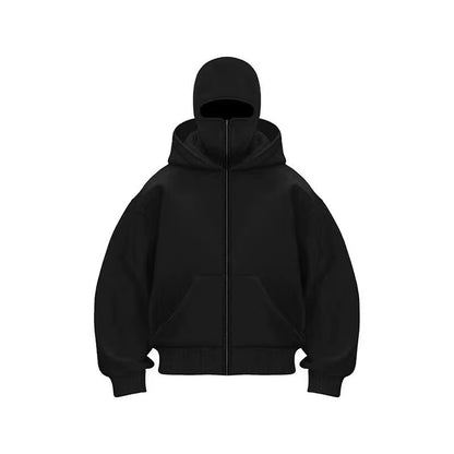 Men and Women Balaclava Y2K Gothic Harajuku Autumn and Winter New Item Double Hooded Sweatshirt Men'S Mask Zipper Sportswear